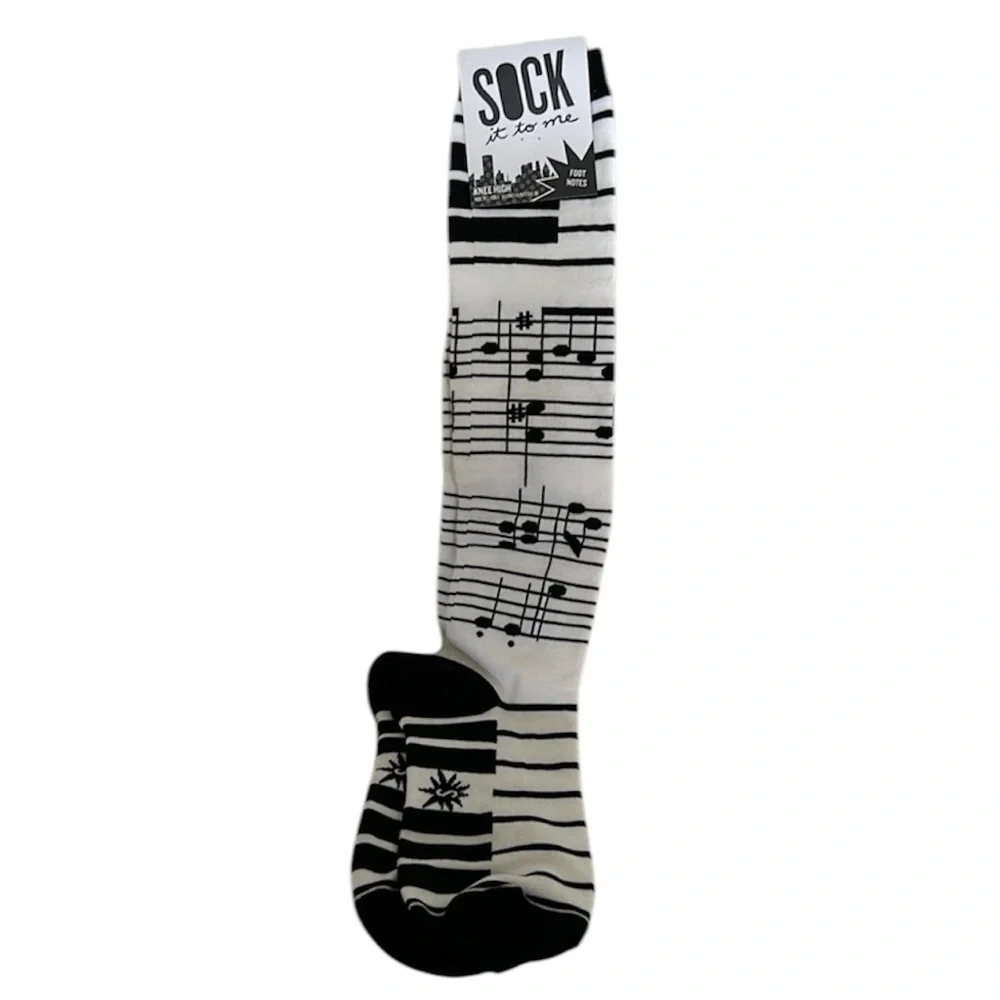 NWT SOCK it to me Size S Kneehigh socks musical note theme